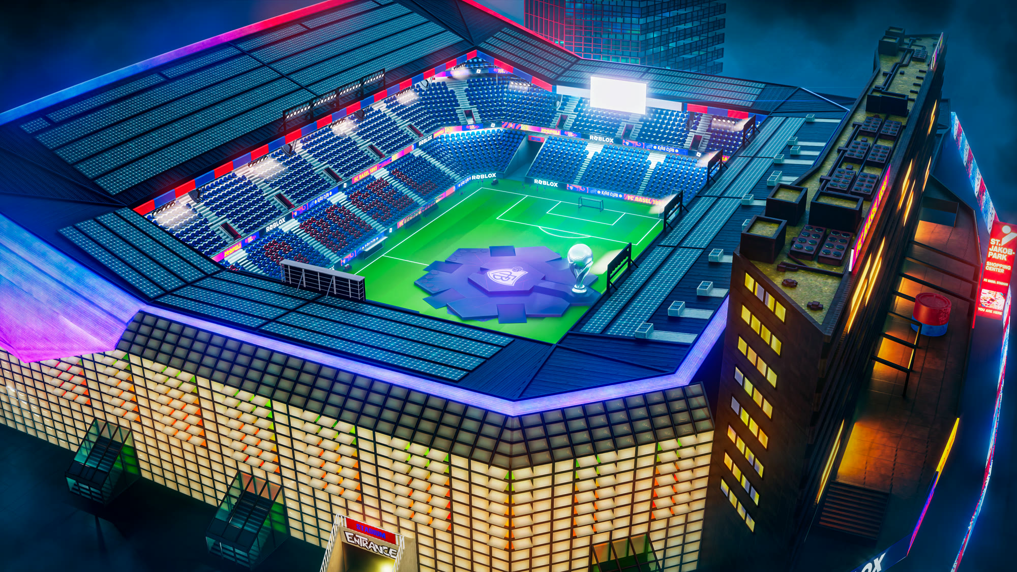 Aerial view of the FC Basel Clubhouse stadium and surroundings