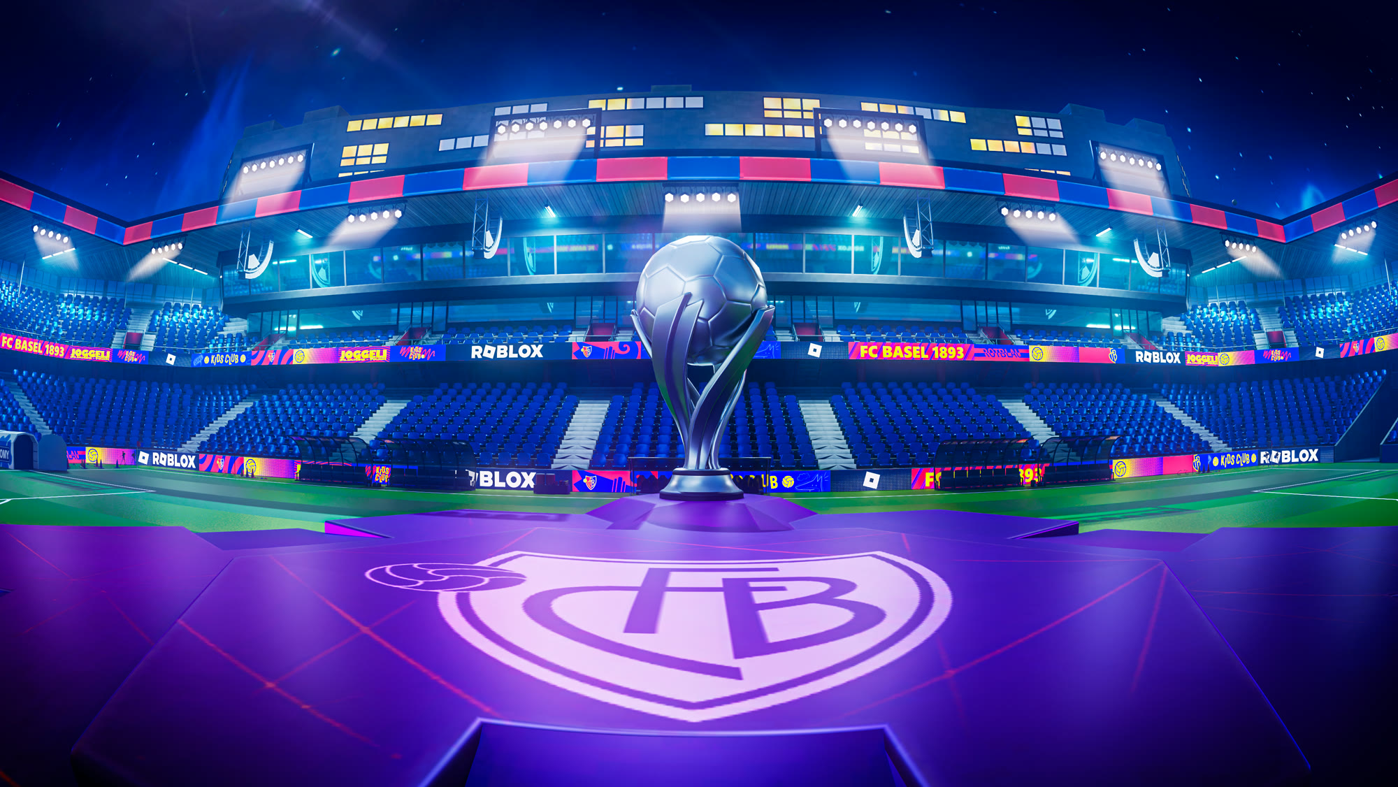 The hub centerpiece with club crest and trophy, in-game