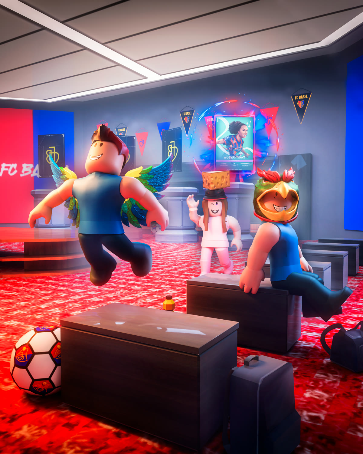 Fans hanging out in the locker room with club UGC items